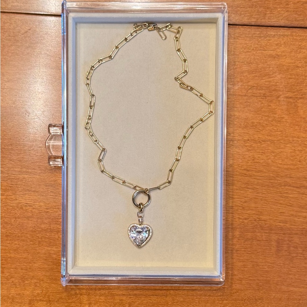 Vanessa Mooney Jayla Heart Necklace Gold CZ Pendant Discontinued